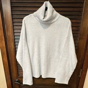 H&M Light Blue Ribbed Cowl Neck Sweater
